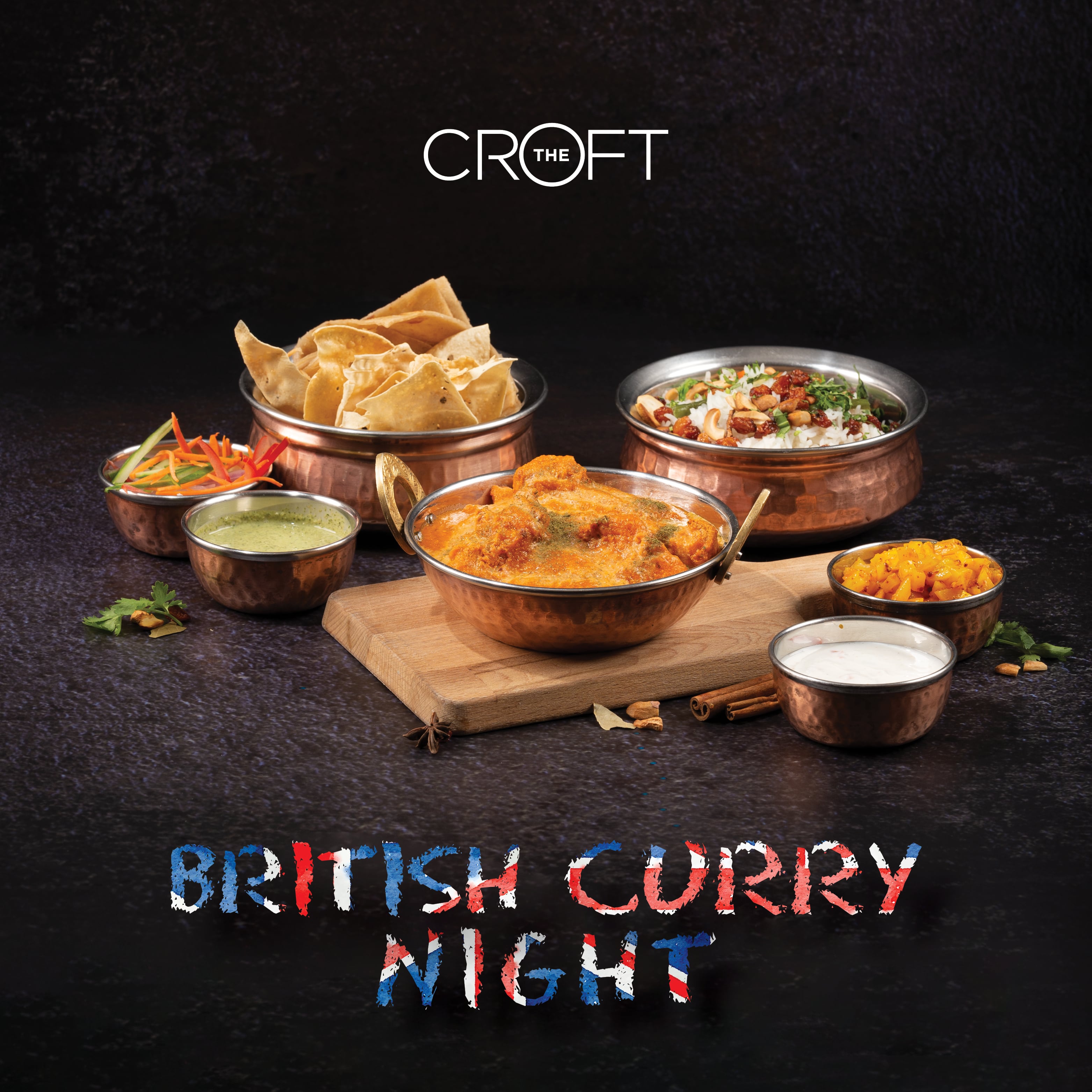 British Curry Night on Monday 8th July 2024 in The Croft